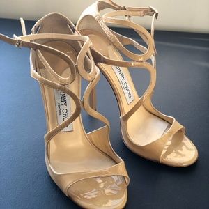 Jimmy Choo Lang Sandal 4” heel in Nude